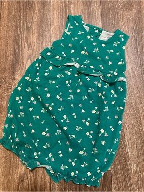 Carter's Green Floral Baby One-Piece Romper